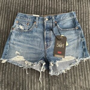 Levi's 501 Distressed Blue Jean Shorts - Size 27 - NWT
